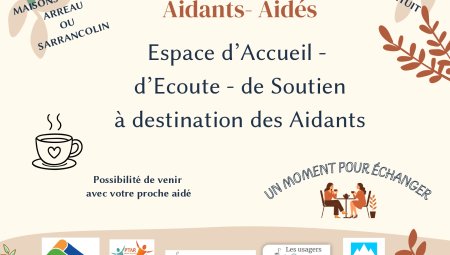 Espace d'accueil - d'écoute - de soutien à destination des Aidants, possibilité de venir avec votre proche aidé, gratuit