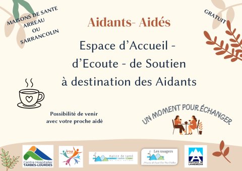 Espace d'accueil - d'écoute - de soutien à destination des Aidants, possibilité de venir avec votre proche aidé, gratuit